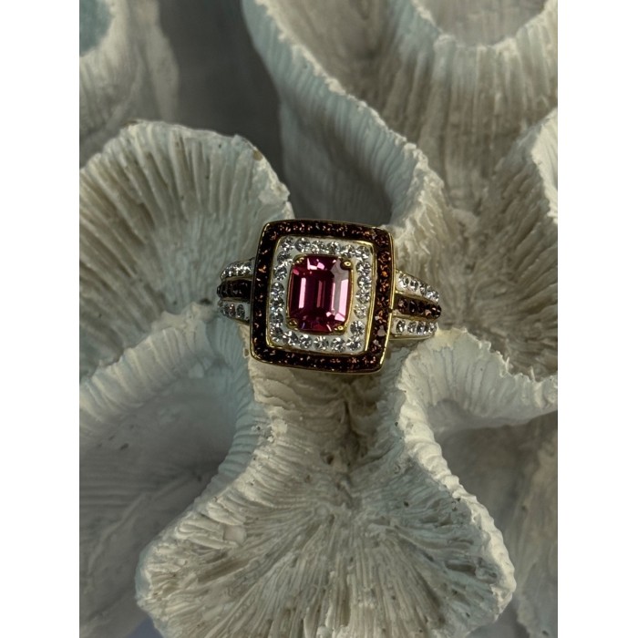 Seta 925 Sterling Silver Gold Plated Spinel Ring Size 10