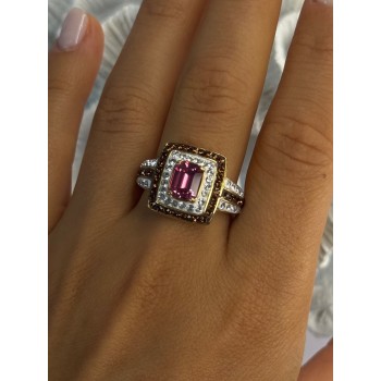 Seta 925 Sterling Silver Gold Plated Spinel Ring Size 10