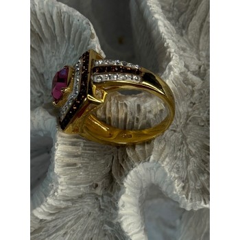 Seta 925 Sterling Silver Gold Plated Spinel Ring Size 10