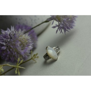 925 Sterling Silver Mother Of Pearl Ring Size 6.5