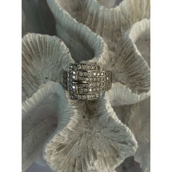 925 Sterling Silver Belt CZ Ring Size 9