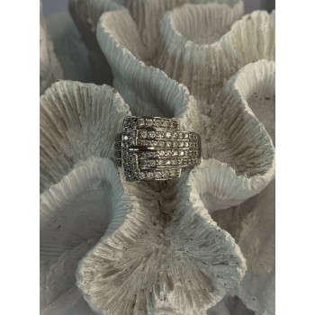 925 Sterling Silver Belt CZ Ring Size 9