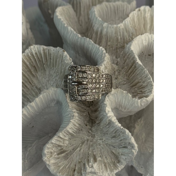 925 Sterling Silver Belt CZ Ring Size 9