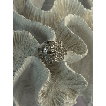 925 Sterling Silver Belt CZ Ring Size 9