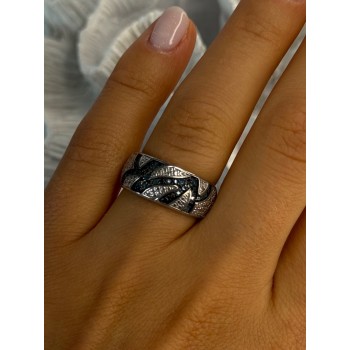 925 Sterling Silver Sapphire Ring Size 7