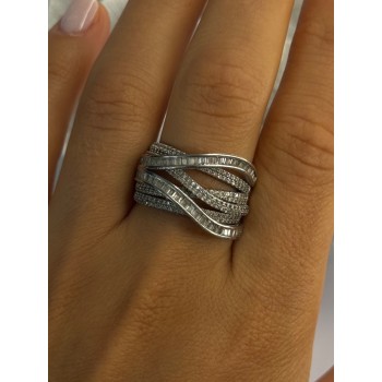 Elegant Design 925 Sterling Silver White Topaz Ring Size 9