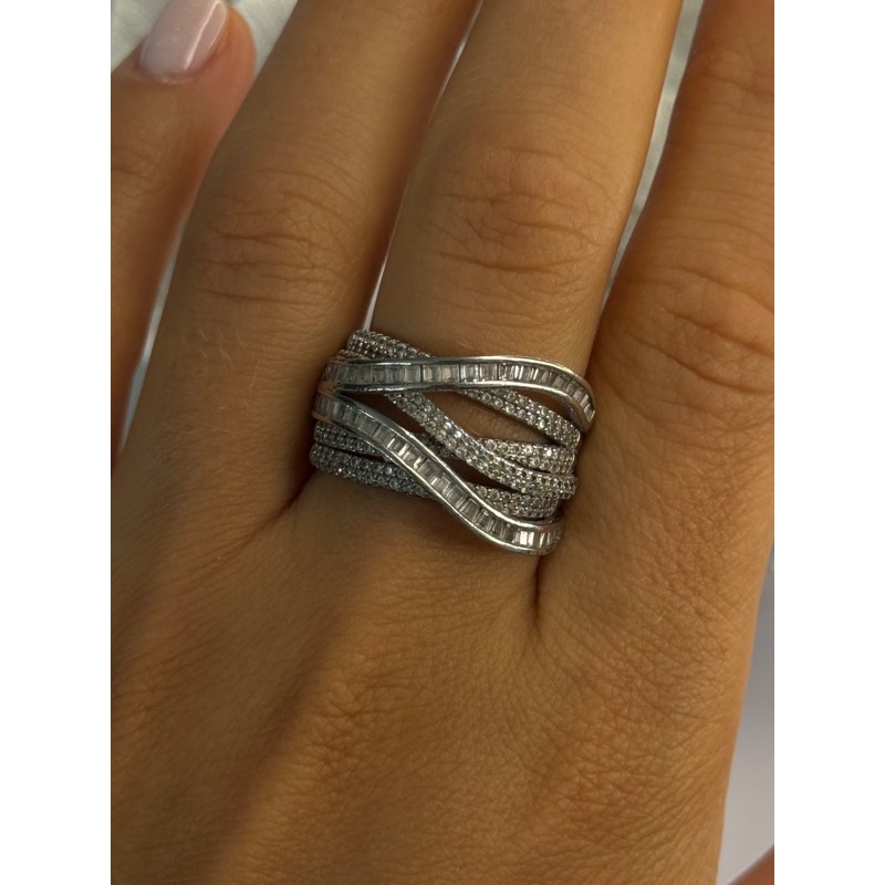 Elegant Design 925 Sterling Silver White Topaz Ring Size 9