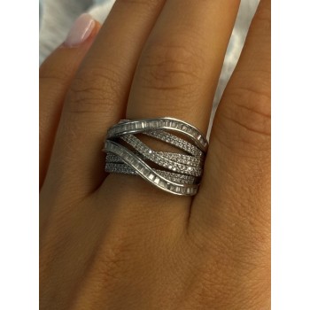 Elegant Design 925 Sterling Silver White Topaz Ring Size 9