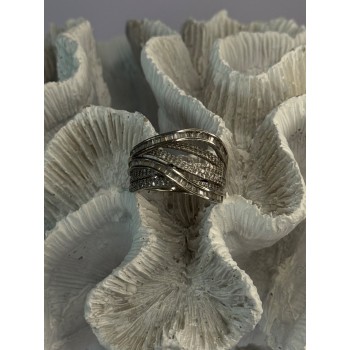 Elegant Design 925 Sterling Silver White Topaz Ring Size 9