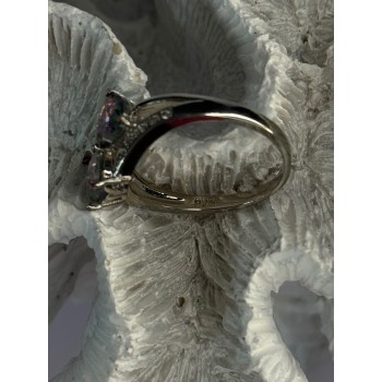 925 Sterling Silver Alexandrite Heart & Beryl Ring Size 10