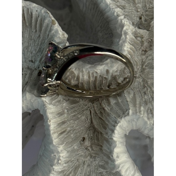 925 Sterling Silver Alexandrite Heart & Beryl Ring Size 10