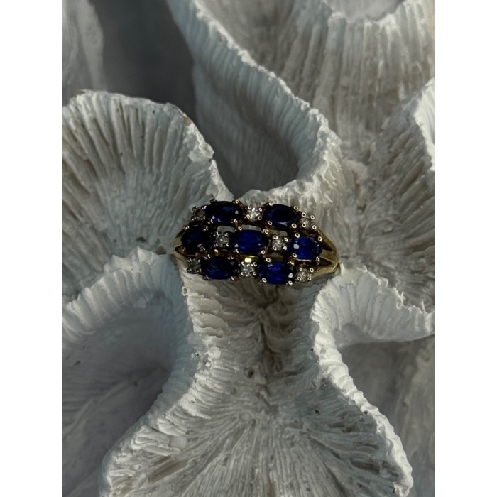 925 Sterling Silver Sapphire & Beryl Ring Size 8