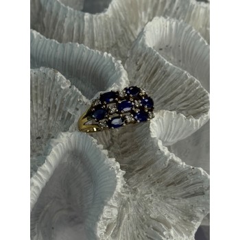 925 Sterling Silver Sapphire & Beryl Ring Size 8
