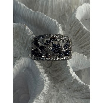 925 Sterling Drop Silver Leaf Design Ring Size 10