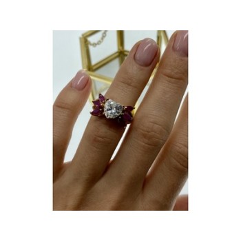 925 Sterling Silver Gold Plated Spinel & CZ 