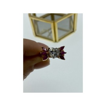925 Sterling Silver Gold Plated Spinel & CZ 