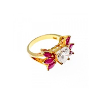 925 Sterling Silver Gold Plated Spinel & CZ 