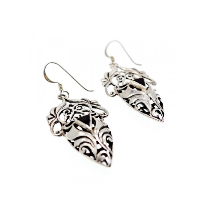 VINTAGE 925 STERLING SILVER ENAMEL EARRINGS