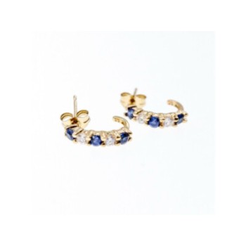 14K YELLOW GOLD SAPPHIRE & BERYL EARRINGS