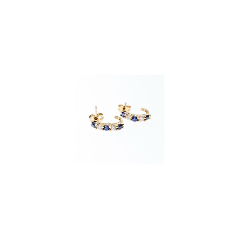 14K YELLOW GOLD SAPPHIRE & BERYL EARRINGS