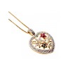 925 Sterling Silver Gold Plated Rubies & Sapphires Chain With Pendant Italy