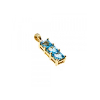 14K YELLOW GOLD BLUE TOPAZ & DIAMOND PENDANT
