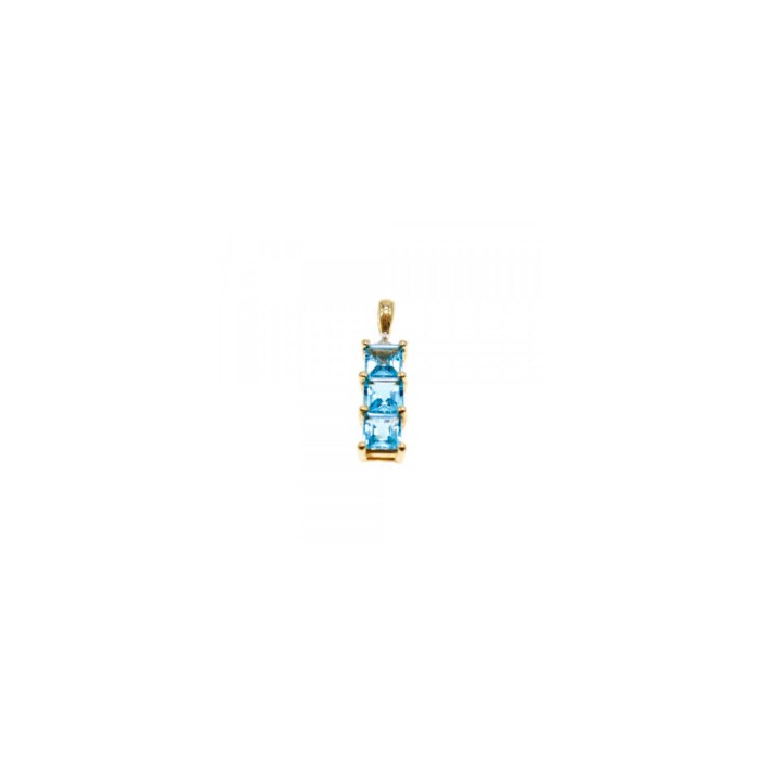 14K YELLOW GOLD BLUE TOPAZ & DIAMOND PENDANT