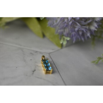 14K YELLOW GOLD BLUE TOPAZ & DIAMOND PENDANT