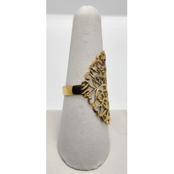 925 Sterling Silver Gold Tone Ornate Shield Ring Size 8