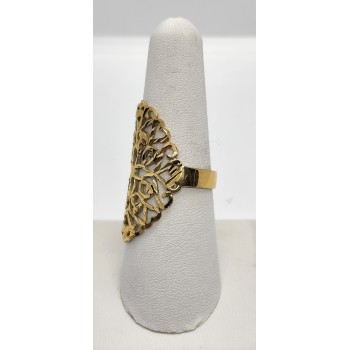 925 Sterling Silver Gold Tone Ornate Shield Ring Size 8