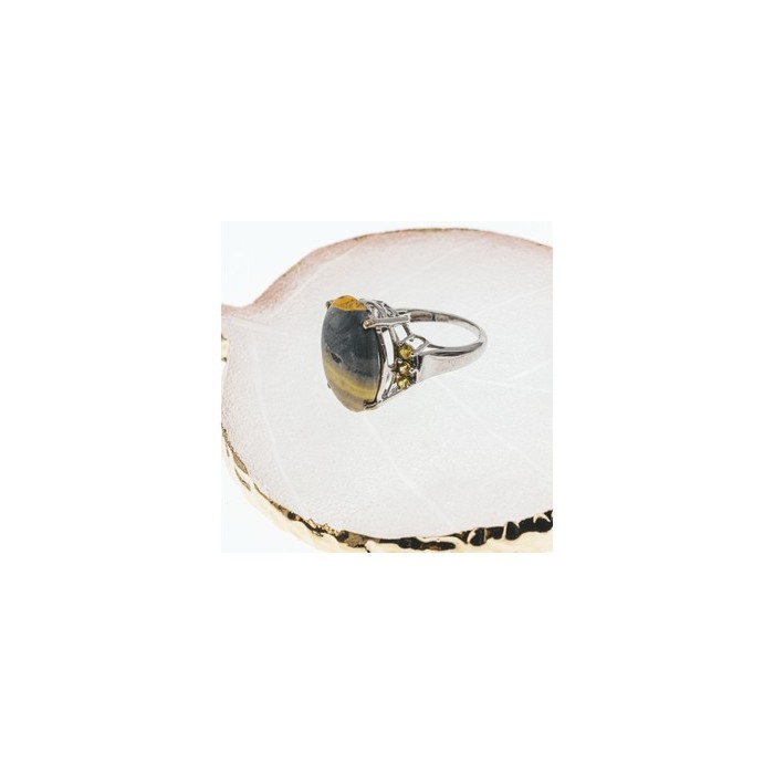 925 Sterling Silver Jasper & Citrine Ring Size 8