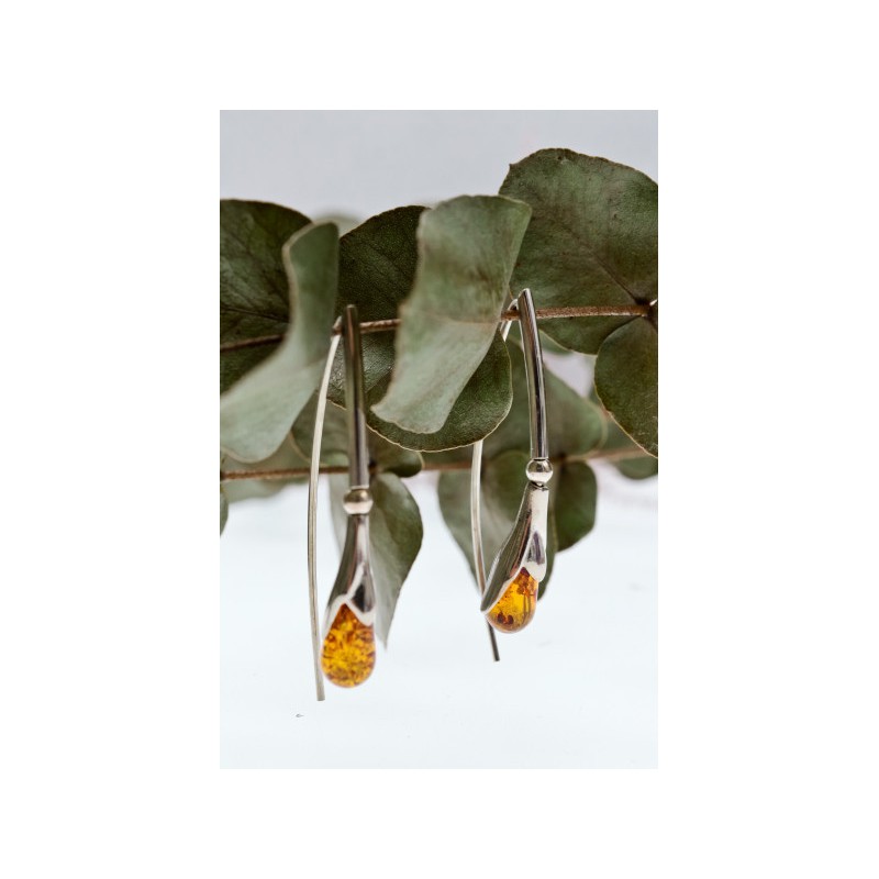 925 Sterling Silver Amber Earrings