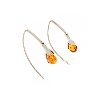925 Sterling Silver Amber Earrings