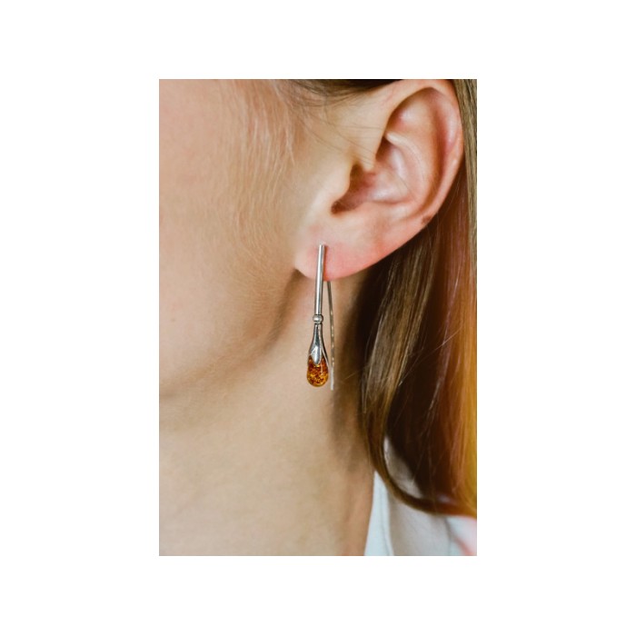 925 Sterling Silver Amber Earrings