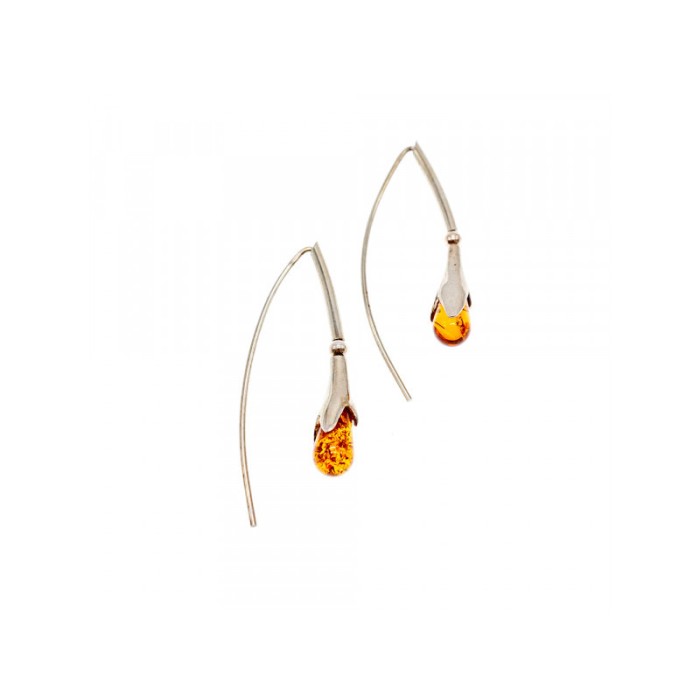 925 Sterling Silver Amber Earrings