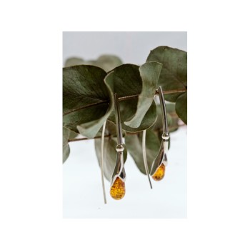 925 Sterling Silver Amber Earrings