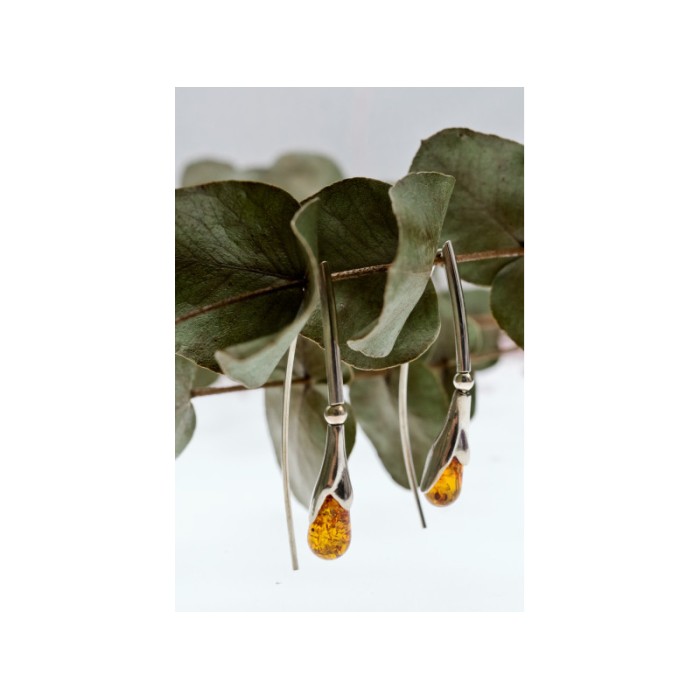 925 Sterling Silver Amber Earrings