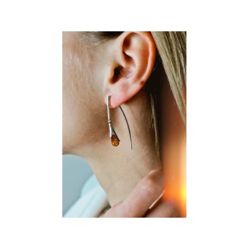 925 Sterling Silver Amber Earrings
