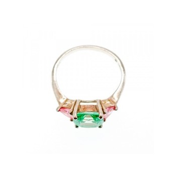 925 Sterling Silver Aquamarine & Pink Spinel Ring Size 11.75