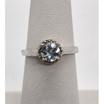 925 Sterling Silver Aquamarine Ring Size 6.5