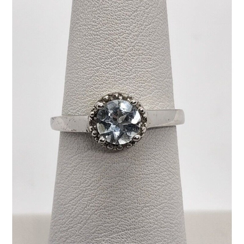 925 Sterling Silver Aquamarine Ring Size 6.5