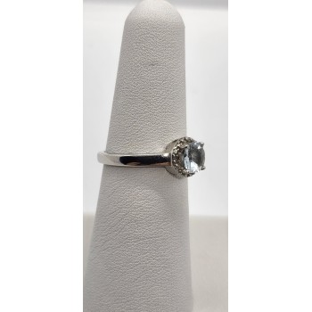 925 Sterling Silver Aquamarine Ring Size 6.5
