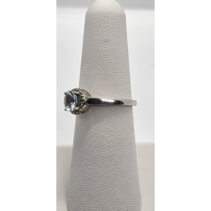 925 Sterling Silver Aquamarine Ring Size 6.5
