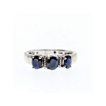 925 Sterling Silver Sapphires Ring Size 7