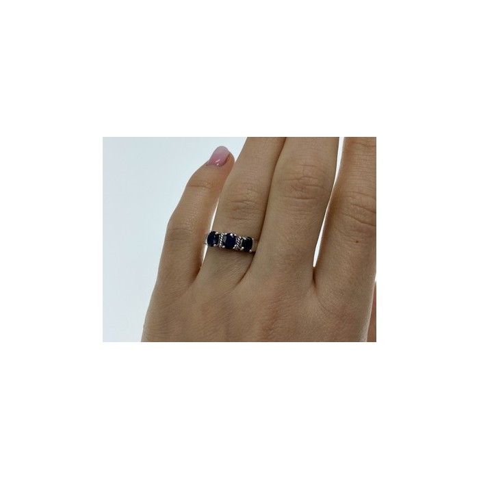 925 Sterling Silver Sapphires Ring Size 7