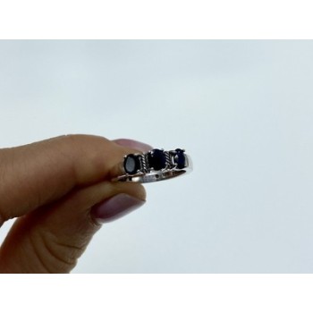 925 Sterling Silver Sapphires Ring Size 7