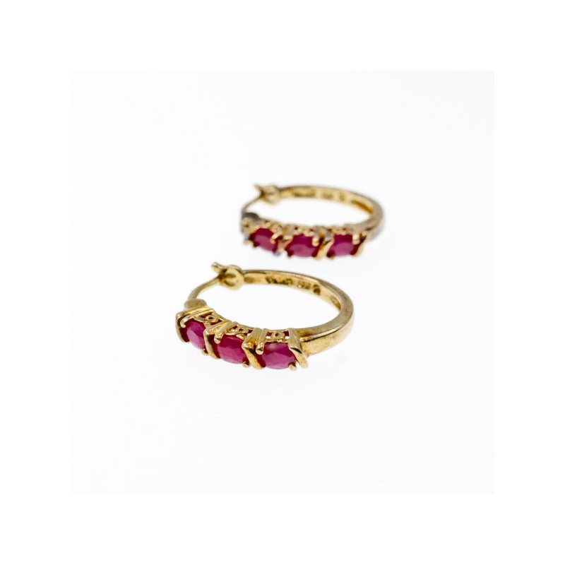 925 Sterling Silver Gold Plated Pink Spinel Earrings