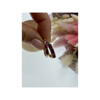 925 Sterling Silver Gold Plated Pink Spinel Earrings