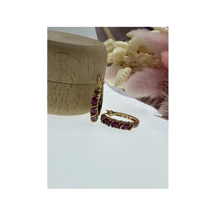 925 Sterling Silver Gold Plated Pink Spinel Earrings