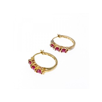 925 Sterling Silver Gold Plated Pink Spinel Earrings